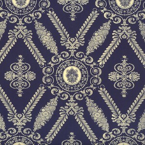 2 Sheets Blue Renaissance Scroll and Cartouche Print Italian Paper ~ Carta Varese Italy  IPV828 x2