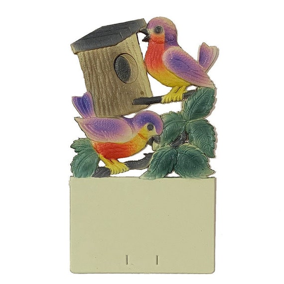 Vintage Germany Calendar Top Pressed Paper Cardboard Purple Birds And Their House ~ Old Store Stock CTOP-02