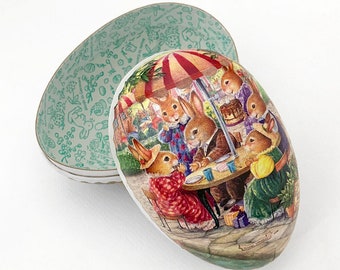 New 6” Germany Paper Mache Easter Egg Box Peter Rabbit Beatrix