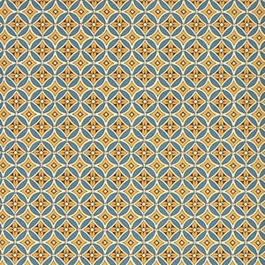 2 Sheets Italian Teal and Mustard Floral Tile Print Paper  ~ Carta Varese Italy  IPV815Y x2
