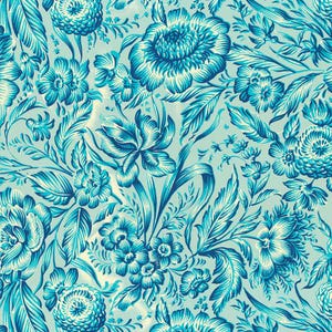 2 Sheets Italian Blue Flowers Print Paper ~ Carta Varese Italy IPV809BL x2