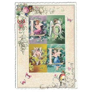 5 Germany Postcards Angel Love Alphabet Five Matching German Cards  PK946