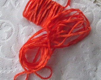 15 Feet Tiny 2mm Deep Orange Rayon Chenille Cording 5 Yards Perfect For Doll Clothes Miniatures