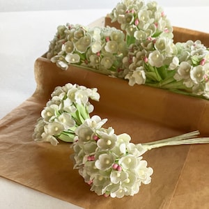 2 Bundles Palest Green Forget Me Nots Paper Millinery Flowers x2
