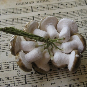 24 Vintage Germany Millinery Brown Mushrooms West German Spun Cotton 18mm x2 image 3