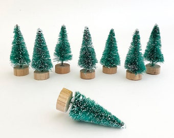 8 Mini Bottle Brush Trees Christmas Decorations 2" Each Retro Aqua BBT-02
