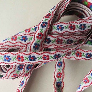 4 Yards Jacquard Trim Vintage Japan Floral Flowers Ribbon 7/16&quot; Wide VT38