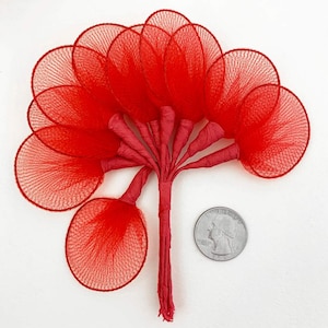20 Old Fashioned Net Millinery Leaves Valentine Christmas Leaf Red Edge Fairy Angel Wings NET-01 x2