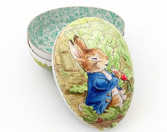  PETER RABBIT EGG BOX 美品 From England Tin Metal Easter Egg Box Peter Rabbit With Carrot on
