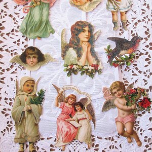 Vintage Denmark Paper Scraps Lithographed Die Cut Christmas Angels Oversize Sheet ODEN-11 image 3