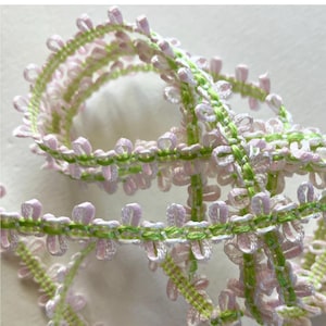 5 Yards Vintage Double Loop Pastel Trim Ribbon Narrow 1/4" Wide Pink Spring Green Old Store Stock VT211