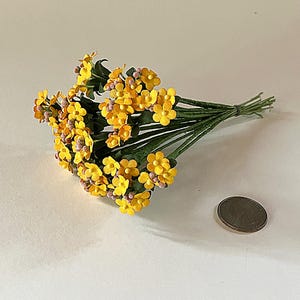 Vintage East Germany Forget Me Nots Millinery Fabric Flowers Golden Yellow 1950s