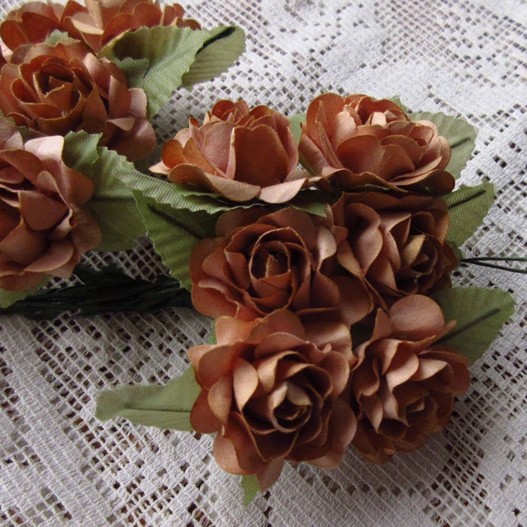 36 Cocoa Brown Open Roses Handmade Paper Flowers Millinery Rose 6 ...