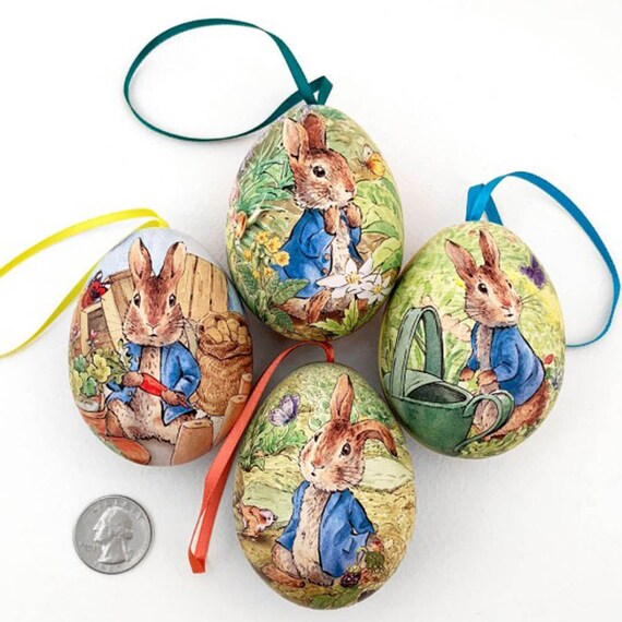 From England Tin Metal Easter Egg Peter Rabbit Beatrix Potter Box