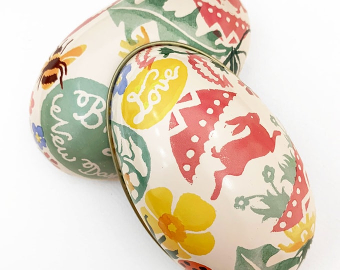 England Tin Metal Easter Egg Box Stencil Designs 41/4 Nostalgic Craft