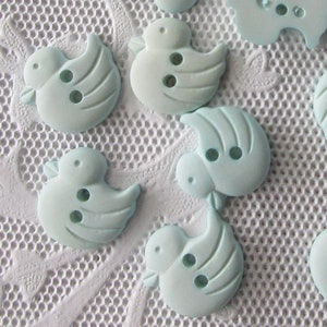 12 France Duck Buttons Matte Mint Pale Green Ducks French Plastic Button 5/8"" AT61