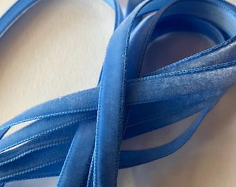 5 Yards Medium Blue Velvet Trim Sewing Ribbon 1/4" Wide