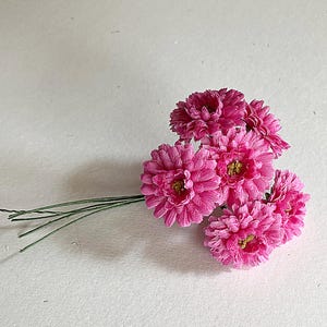6 Austria Fabric Millinery Flowers Deep Pink Fluffy Asters NAT37DP