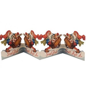 Fold Out Sweden Paper Running Frieze Lithograph Die Cut Christmas Gnome Tabletop Garland  FRZ31