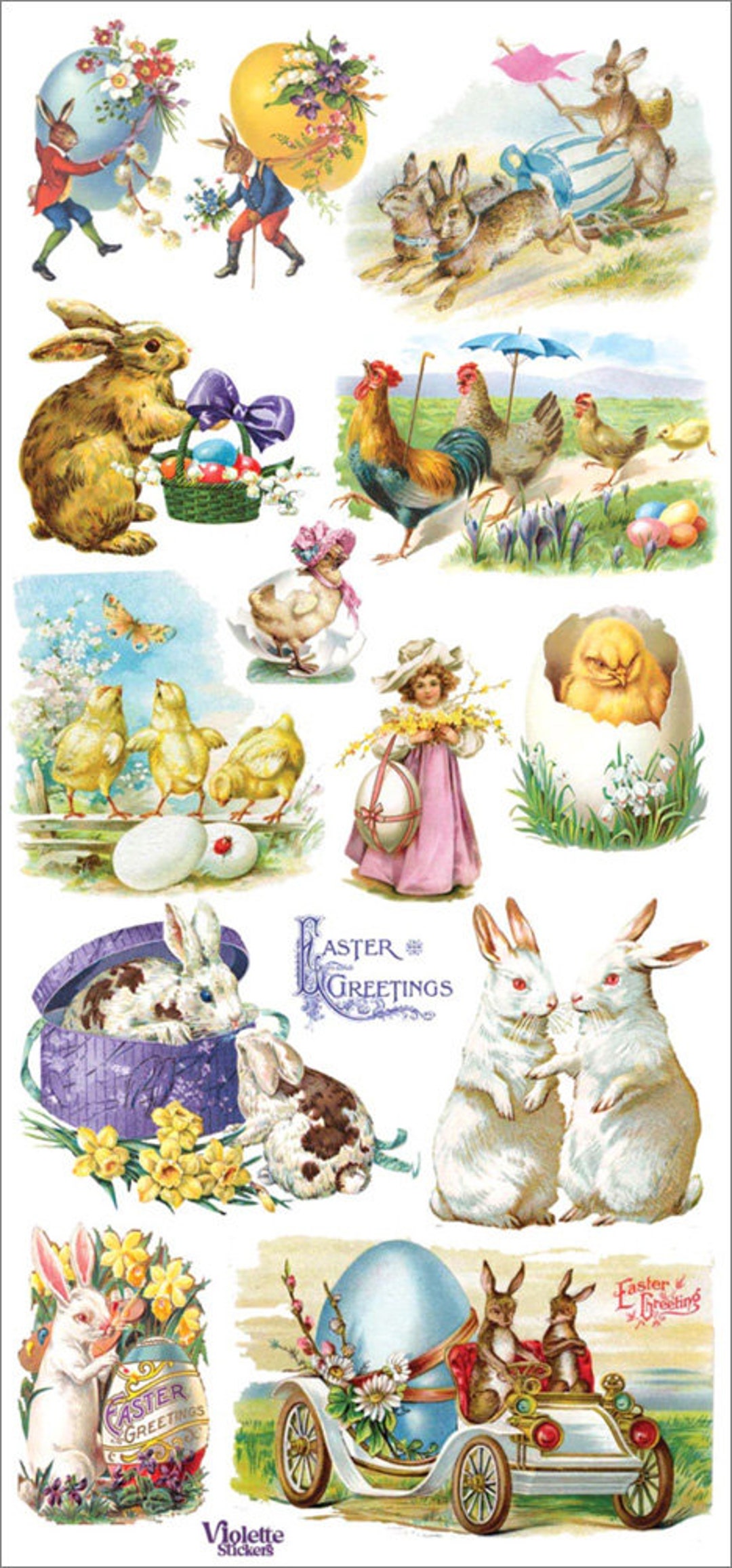 3 Sheets Self Adhesive Easter Rabbits Bunnies Stickers Colorful Scrapbooking Stickers Each Sheet