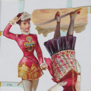 England Vintage Victorian Circus Lady Performers Lithographed Die Cut Paper Scraps MLP A86 Out Of Print