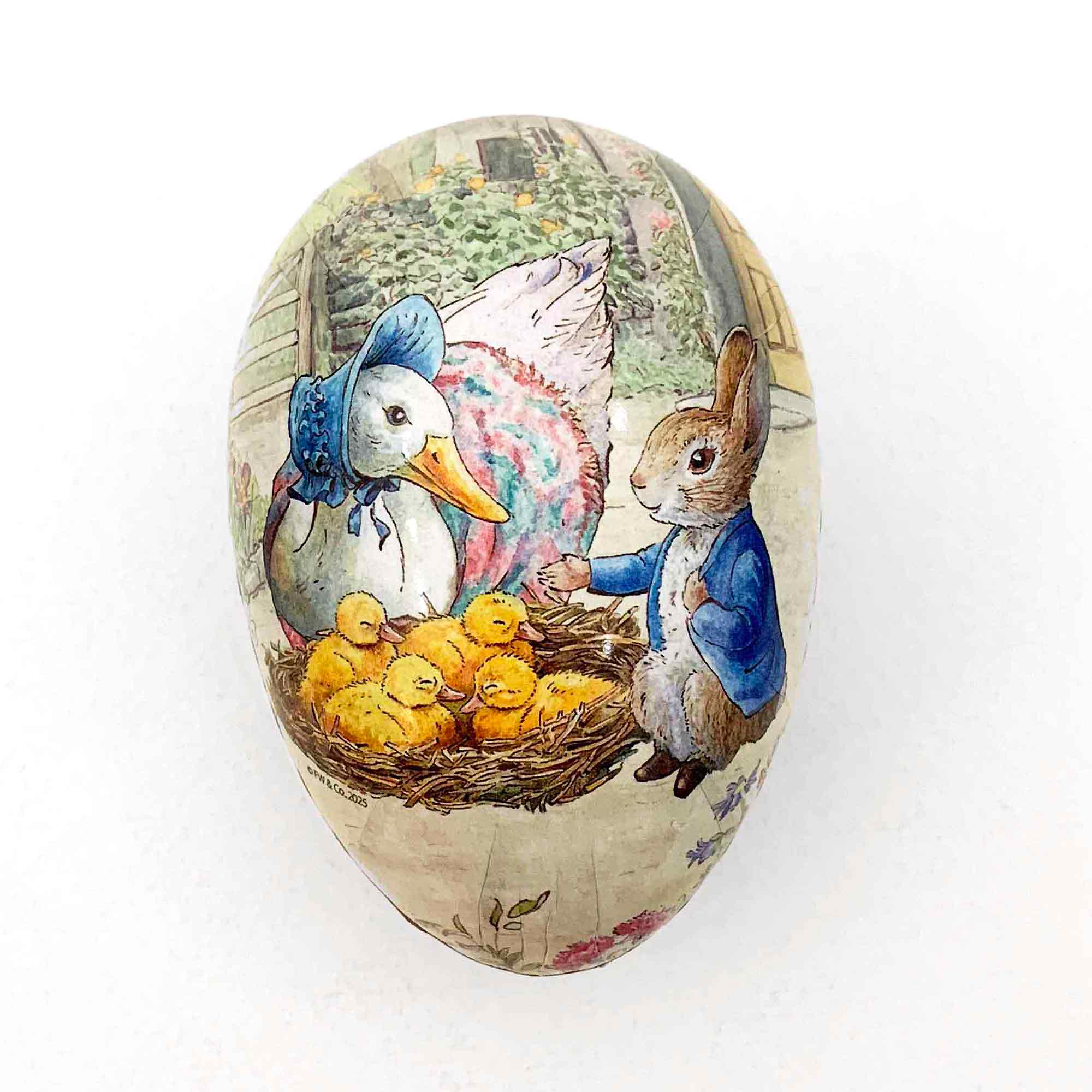 From Germany 3-1/2” New Paper Mache Easter Egg Box Peter Rabbit