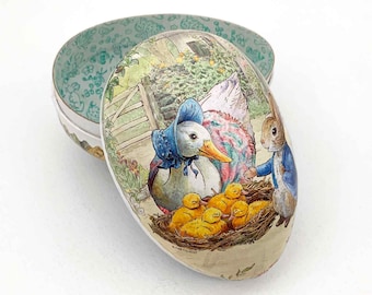 New 6” Germany Peter Rabbit Papier Paper Mache Easter Egg Box