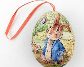 From England Tin Metal Easter Egg Peter Rabbit Beatrix Potter Box