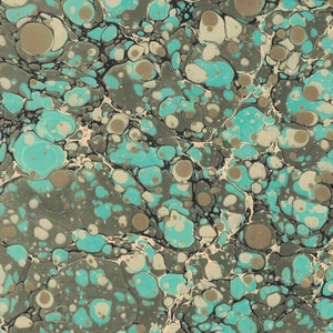 From Italy Hand Marbled Paper Stone Pattern in Mint and Ivory ~ Berretti Marbled Arts Italy IPMB-MR-518