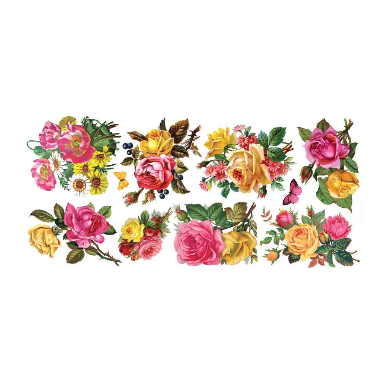 3 Sheets Self Adhesive Roses Stickers Each Sheet 3-3/4