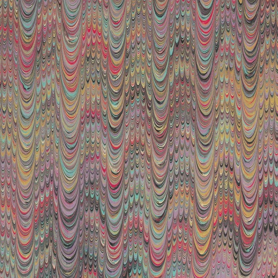 Hand Marbled Paper Combed Pattern in Multi-color Berretti