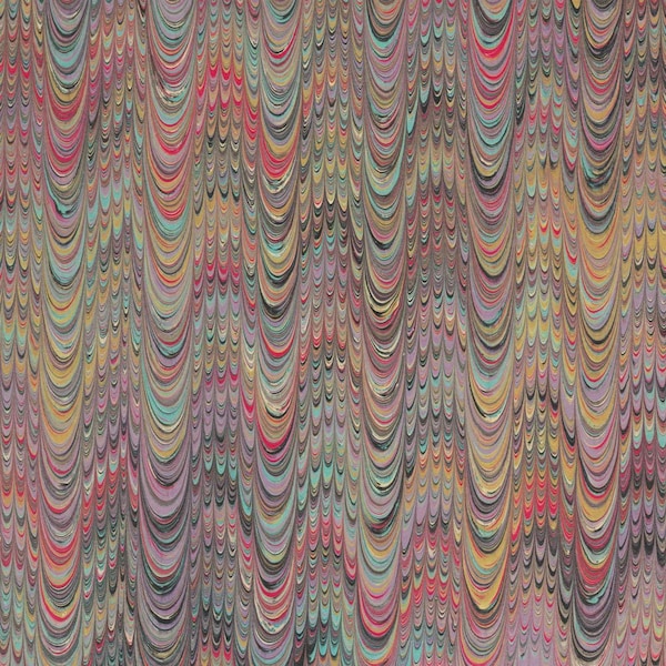 Hand Marbled Paper Combed Pattern in Multi-color ~ Berretti Marbled Arts Italian IPMB-TNP-196