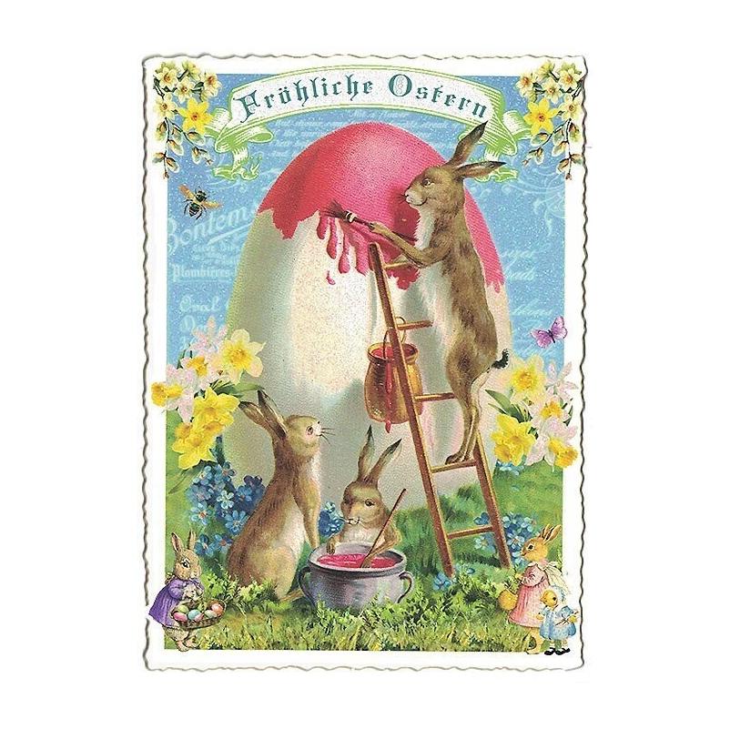 From Germany 5 Postcards Easter Rabbit Bunnypainting Egg Five Matching ...