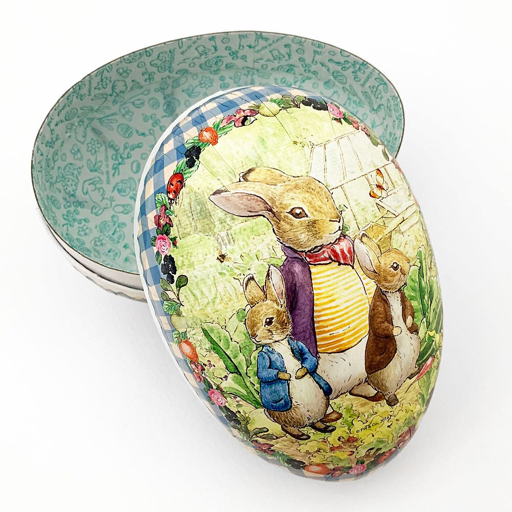 New 6” Germany Peter Rabbit Paper Mache Papier Easter Egg Box