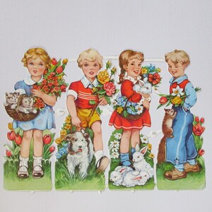Vintage Germany EAS Paper Lithographed Die Cut Scraps Scrap Children Pets 3087B