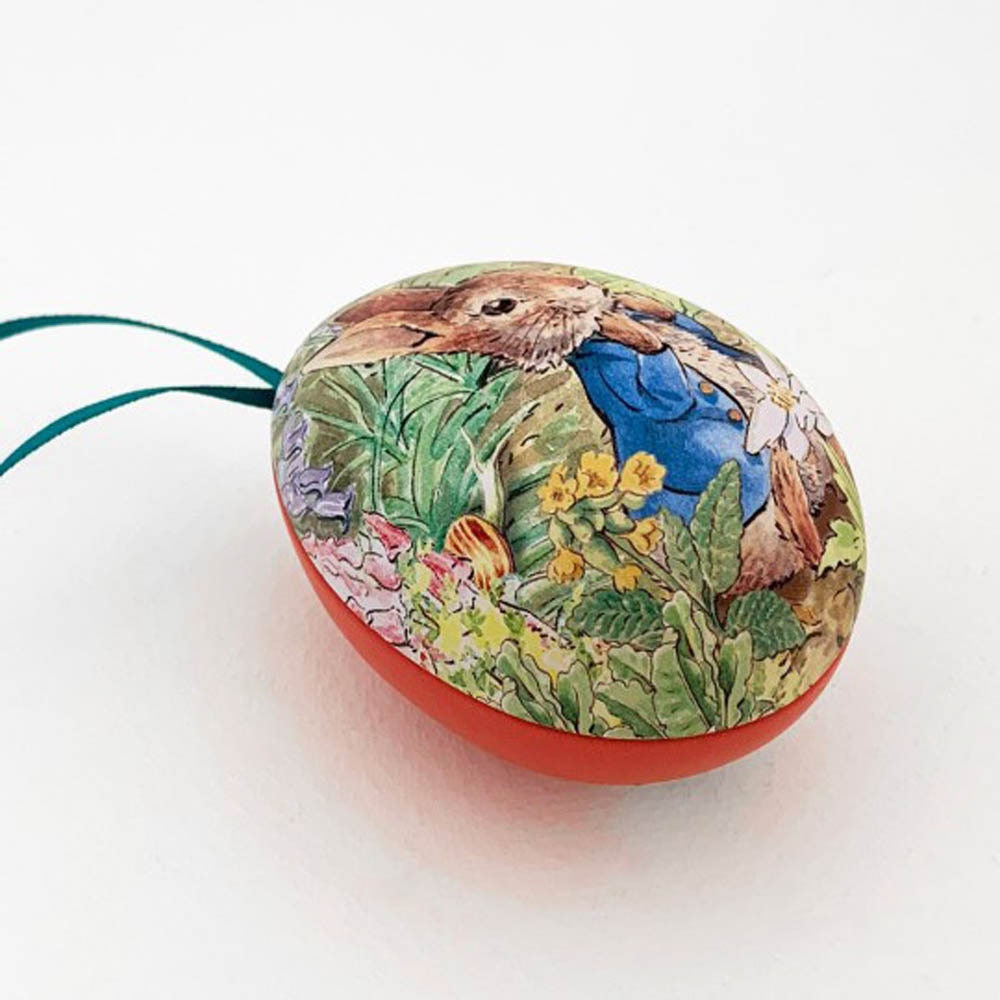 From England Tin Metal Easter Egg Peter Rabbit Beatrix Potter Box