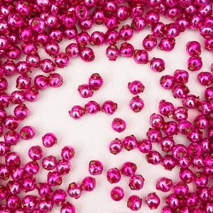 60 Czech Glass Christmas Garland Beads 6mm Hot Pink GBR6HP x2