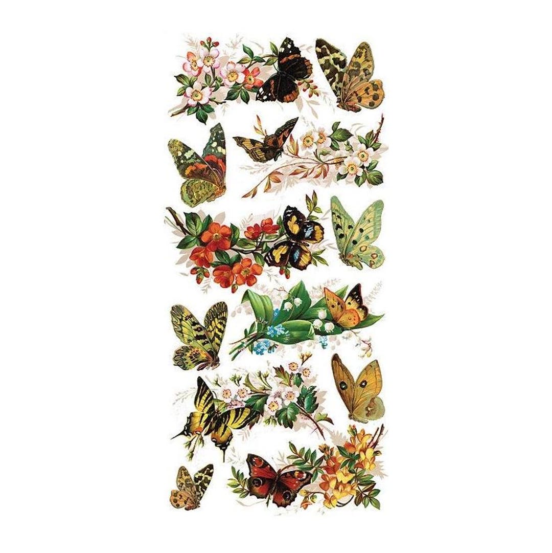 3 Sheets Self Adhesive Victorian Butterflies Stickers Each Sheet 3-3/4 ...