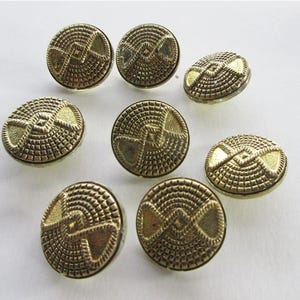 8 Vintage Glass Buttons Handmade Gold And Clear Glass R-38