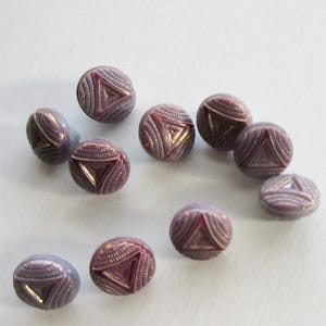 10 Vintage Glass Buttons Handmade Mauve Glass Button R-05