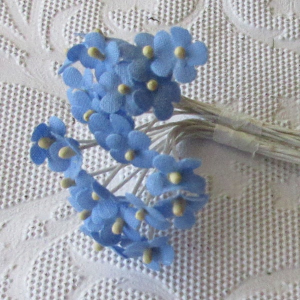 Austria 24 Blue Cotton Fabric Forget Me Not Millinery Flowers  NAT145BL x2