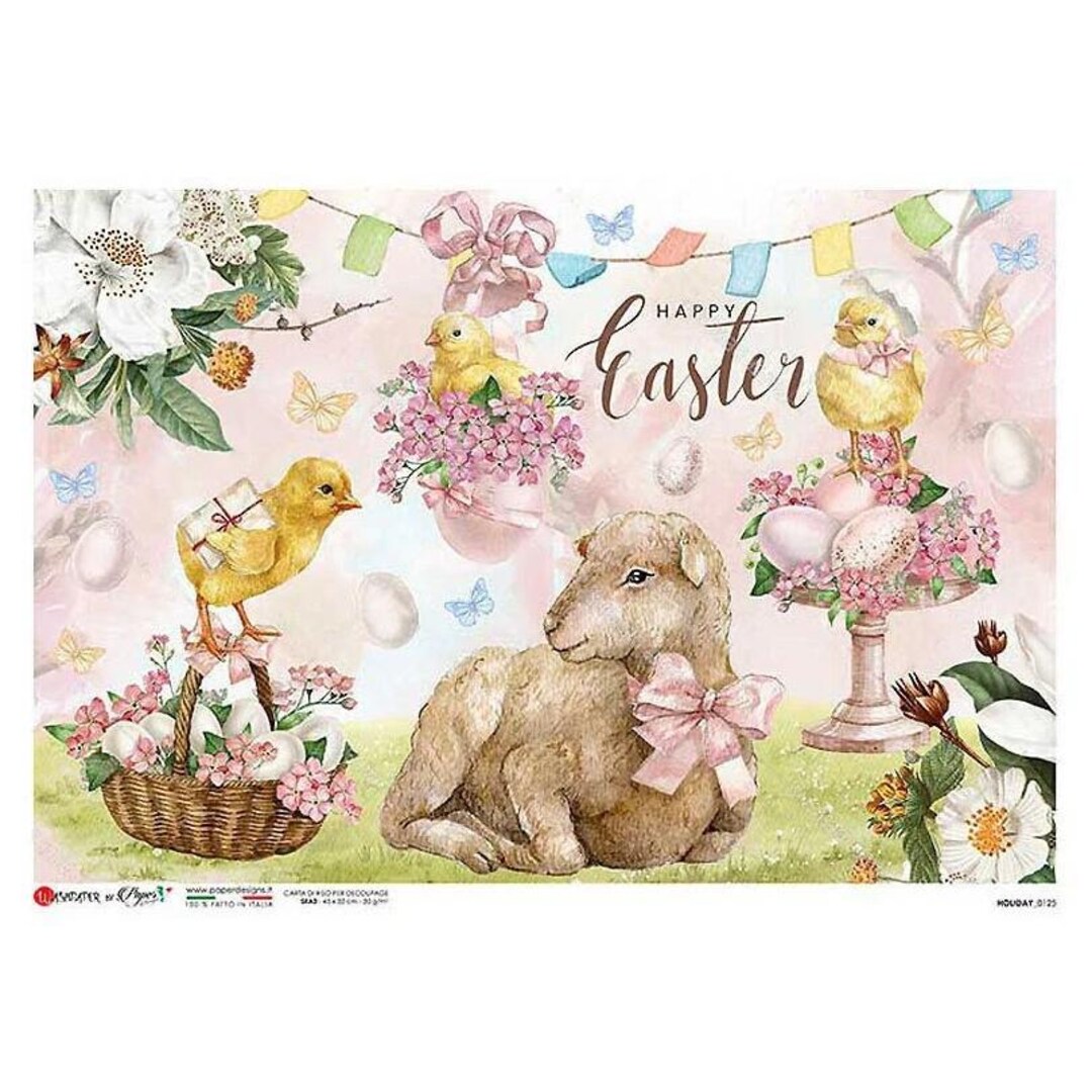 2 Sheets Italy Rice Paper Decoupage Sheet Old Fashioned Easter Collage ...