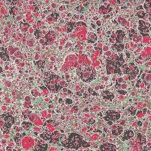 2 Sheets Red and Black Marbeled Pebble Italian Print Paper with Golden Highlights ~ Carta Fiorentina Italy IPF037 x2