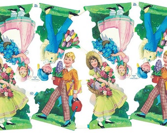 England Vintage Scrap Children Couples Paper Scraps MLP Out of Print 833