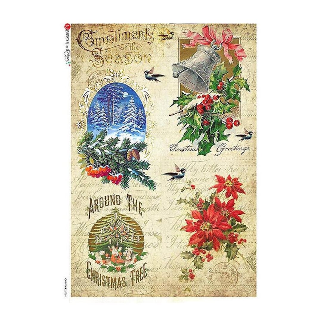 From Italy 2 Sheets Italian Rice Paper Decoupage Christmas RCP-CH-284 ...