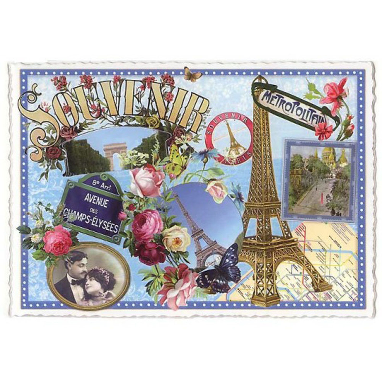 5 Germany Postcards Paris Landmarks Five Matching German  