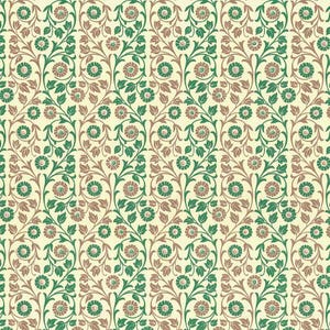 2 Sheets Green And Brown Flower Print Italian Paper ~ Carta Varese Italy IPV825GBR x2