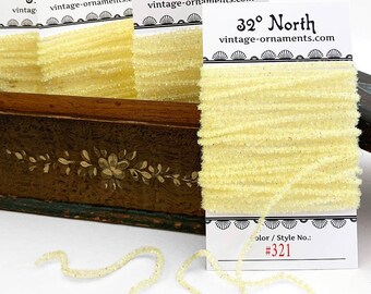 15 Feet Tiny 1/8" Made In USA Pale Yellow Chenille Iridescent Tinsel Cording 5 Yards CT321