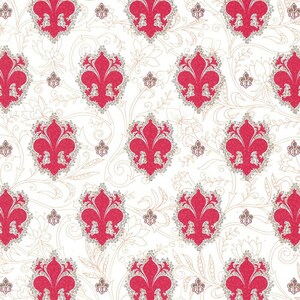 2 Sheets Red Fleur De Lis Italian Print Paper ~ Carta Fiorentina Italy  IPF067R x2
