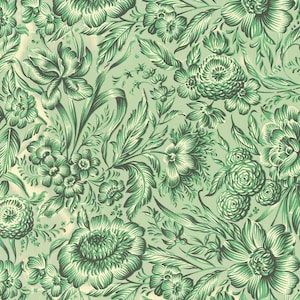 2 Sheets Italian Green Flowers Print Paper ~ Carta Varese Italy IPV809GR x2